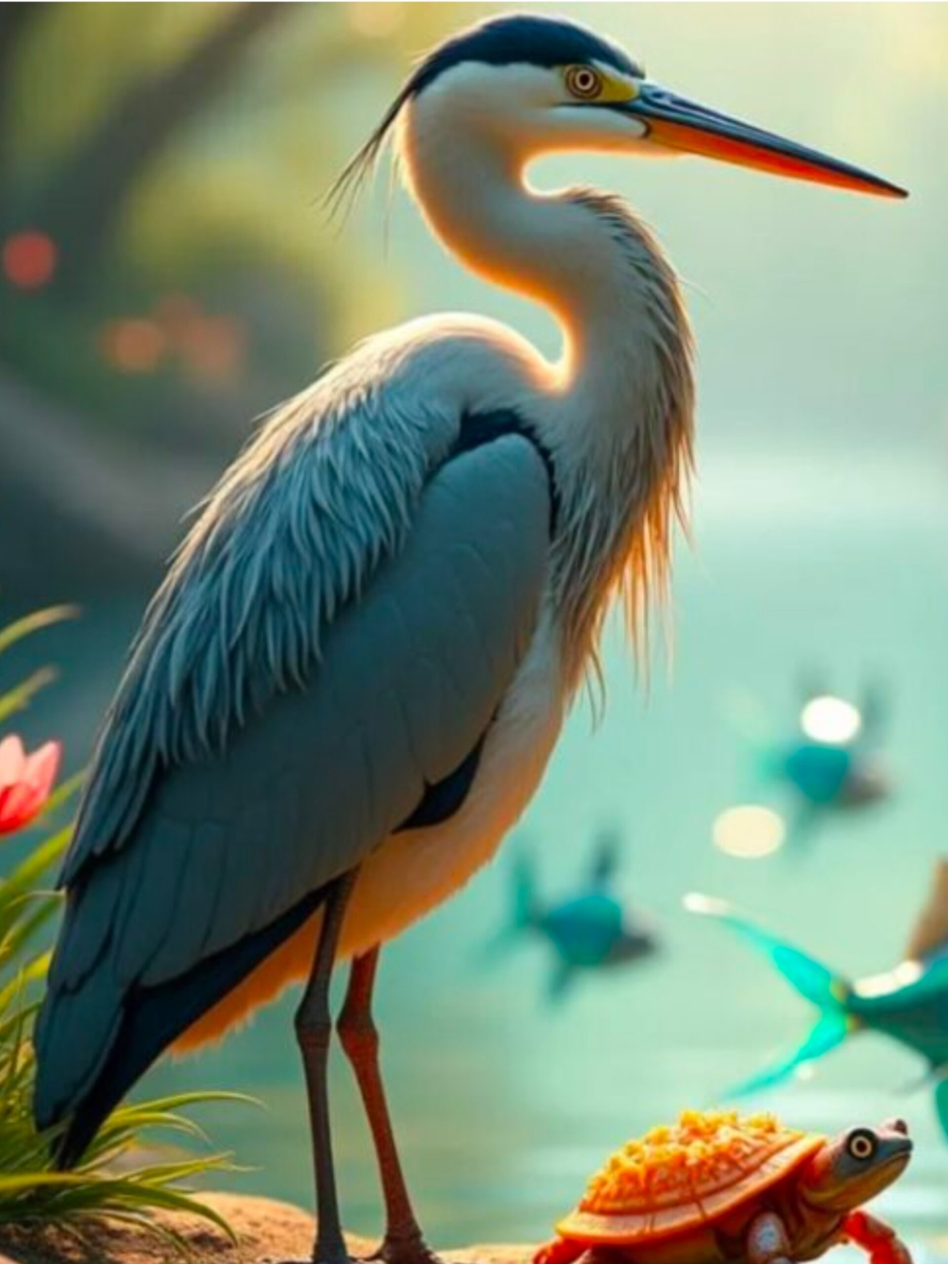 The young Crab and The Deceitful Heron