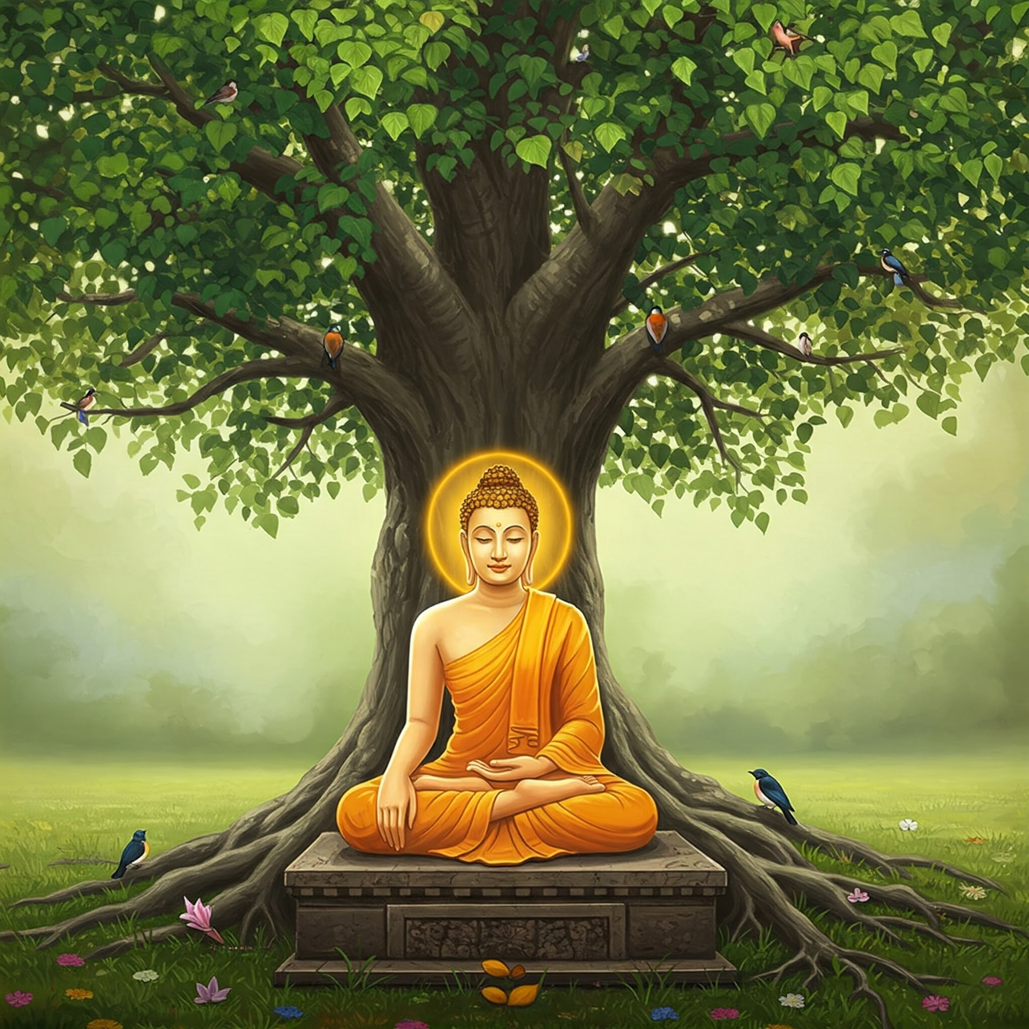 बुद्ध पीपल के वृक्ष के नीचे ध्यान कर रहे हैं,बुद्ध पूर्णिमा