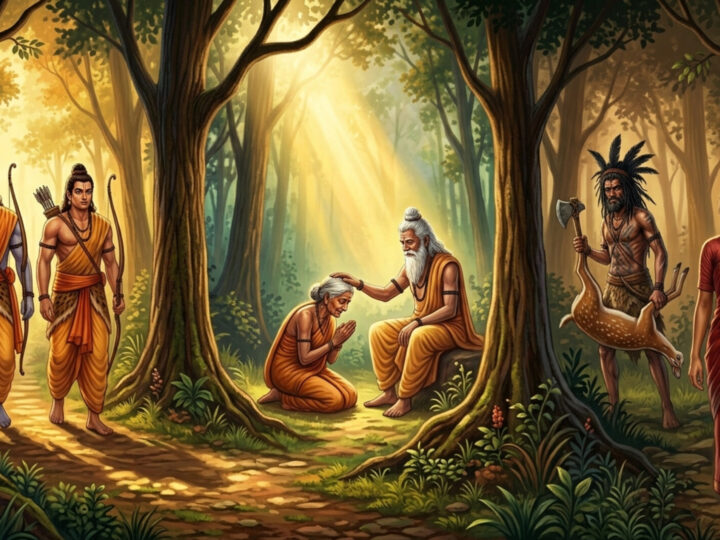 राम-लक्ष्मण वन विहार, शबरी गुरु आशीर्वाद और वन्य जीवन के तीन दृश्य एक साथ