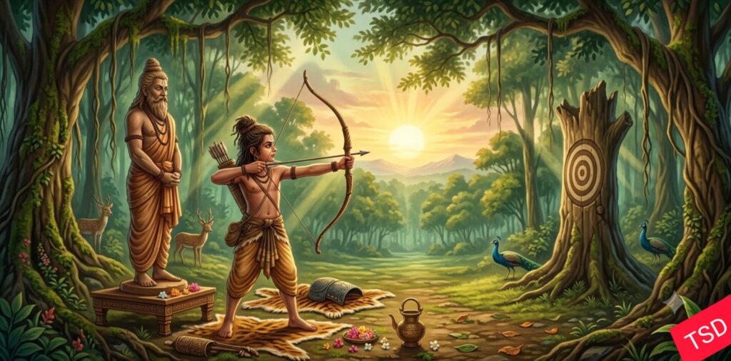एकलव्य गुरु भक्ति द्रोणाचार्य अभ्यास