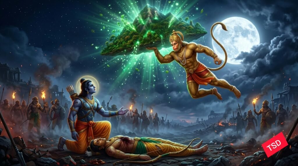 युद्ध कांड में संजीवनी बूंटी के लिए पूरा पर्वत उठा लाये हनुमान जी